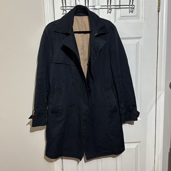 Club Monaco Men’s Navy Blue Belt Trench Coat Jacket size M - Picture 1 of 14